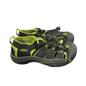 KEEN Kids Size 1 Newport H2 Black Lime Green Land and Water Shoes Used